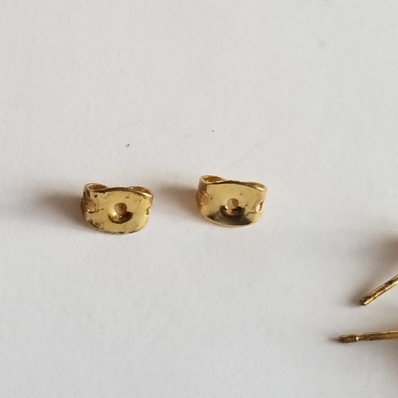 Relisted -Dainty pink and peach bead earrings gold tone white faux pearl - Picture 9 of 13